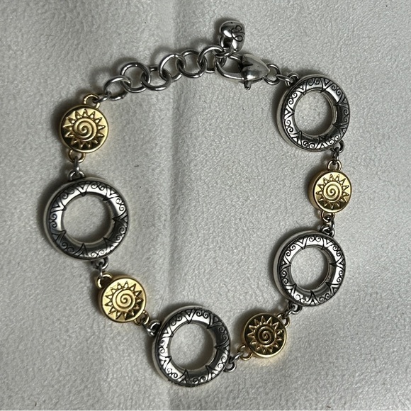 Brighton Sun Drops Bracelet Two-tone Crystals Silver Plated Retired Etched 8" - Picture 6 of 10